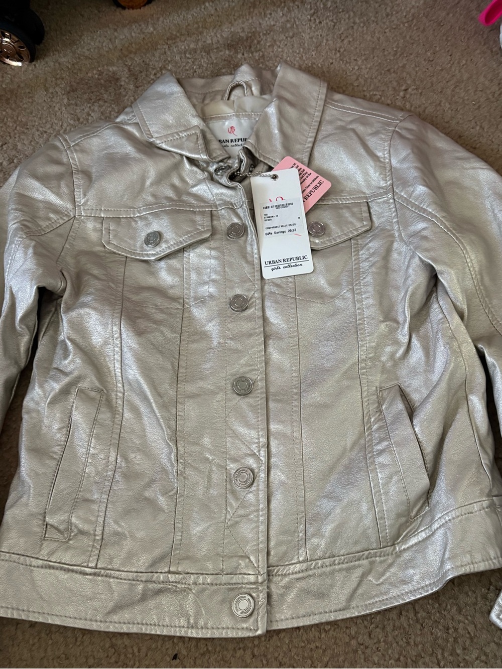 Urban Republic Metallic Light Silver Jean Jacket